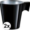 2x Espresso kopje zwart - Zwart koffiekopje 80 ml