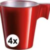 4x Espresso kopje rood - Rood koffiekopje 80 ml