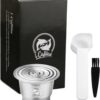 Hervulbare / Herbruikbare Nespresso koffie cup - RVS - Inclusief borstel en maatschep - versie zonder tamper