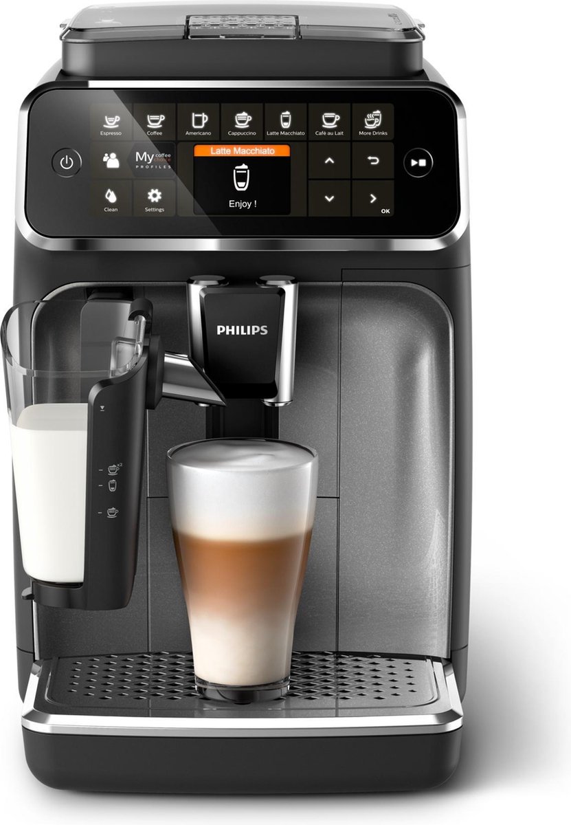 Philips LatteGo 4300 serie EP4346/70 - Espressomachine - Zwart/Grijs Philips LatteGo 4300 serie EP4346/70 - Espressomachine - Zwart/Grijs