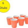 Present Time Espresso Kopje Porselein Rubber Coated Ceramic - Koffiekopje Set 6 Stuks - Espresso Beker - Silk Neon Oranje