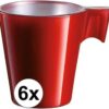 6x Espresso kopje rood - Rood koffiekopje 80 ml