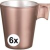 6x Espresso kopje rose goud - Rose goud koffiekopje 80 ml