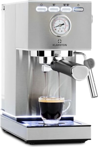 Klarstein Pausa Espressomaker 1,4L - Volautomatische espressomachine 1350 watt en 20 bar - Koffiezetapparaat - Gemalen koffie en pads