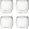 Krumble Espresso glas - Dubbelwandige glazen - Set van 4 - 80 ml - Espressoglazen - Espresso kopjes - koffie kopjes - Vaatwasser bestendig - 8,8 x 8,8 x 14,5 cm
