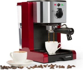 Klarstein Passionata 20 Espresso/Capuccinomachine - 20 Bar - Rood/Zilver - Volautomatische Espressomachine