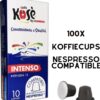 Caffè Kosè by KIMBO - Intenso Nespresso compatibel cups (100 st.) - Intense en sterke koffie - Italiaanse espresso koffiecups - Voor ristretto en espresso