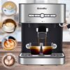 Biolomix Espressomachine - Koffiezetapparaat - Pistonmachine - Melkopschuimer - Zilver
