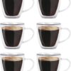 Luxe Espresso Kopjes - Dubbelwandige Koffieglazen - Ristretto Kopjes - 50 ML - Set Van 6