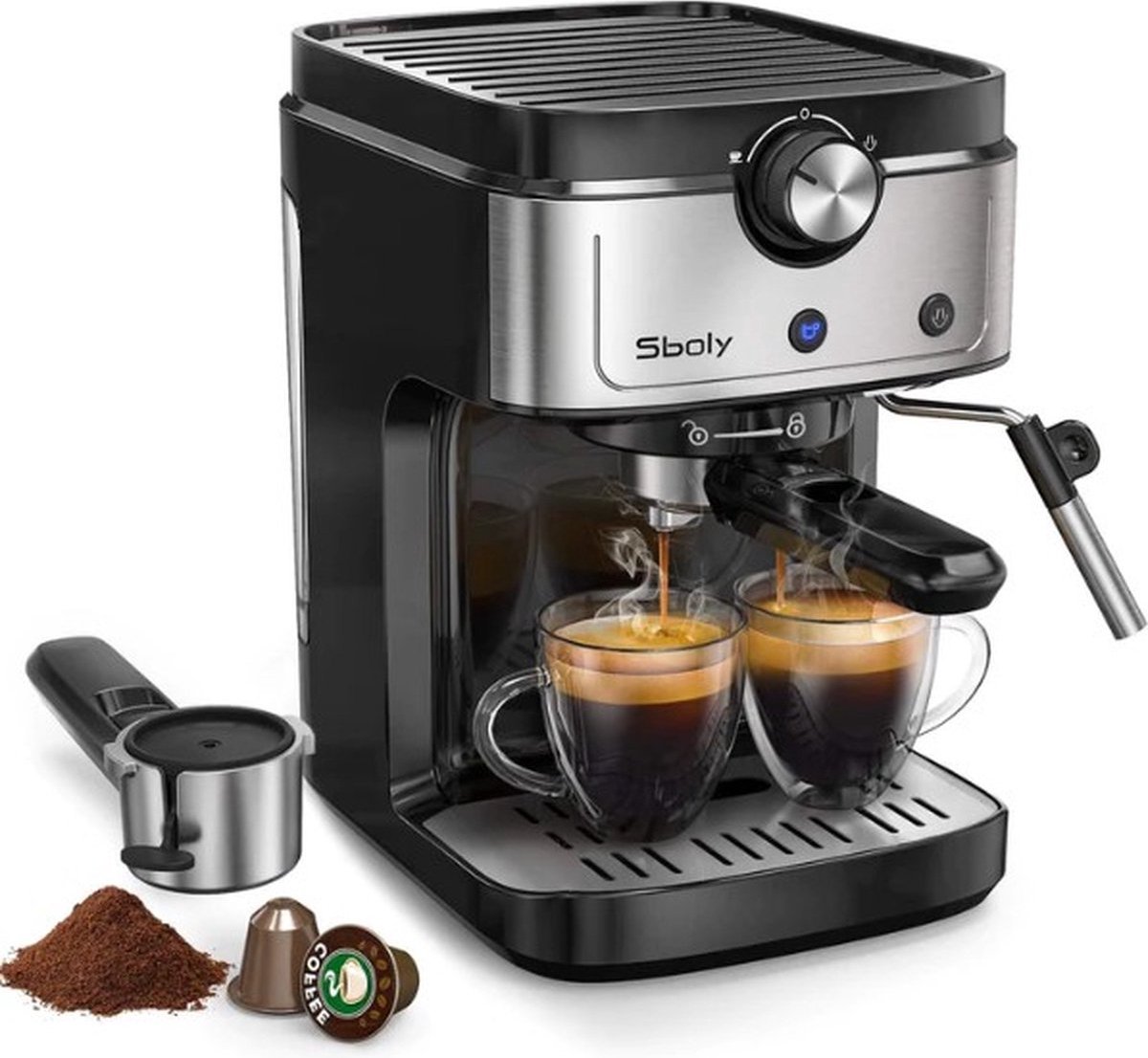 Sboly Espressomachine - Piston - SYCM-265EA met melk schuimer - 19Bar - Werkt Met Originalline Nespresso-capsules Sboly Espressomachine - Piston - SYCM-265EA met melk schuimer - 19Bar - Werkt Met Originalline Nespresso-capsules