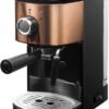 Bestron Espressomachine voor 2 kopjes, Pistonmachine met draaibare stoompijp, 15 Bar pompdruk, 1450W, kleur: koper
