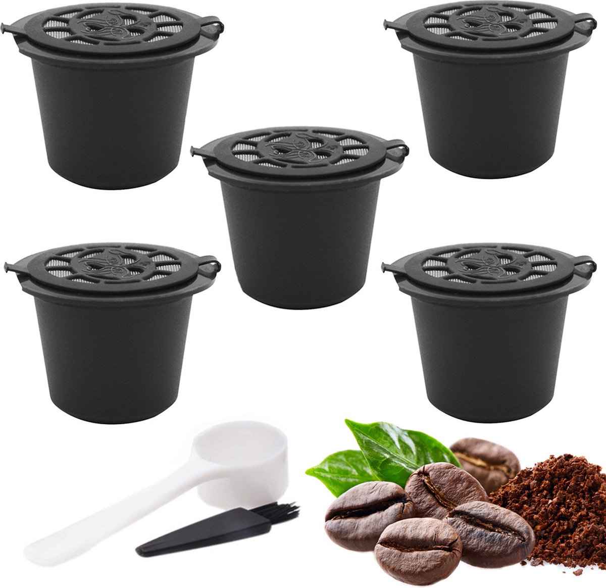T.R. Goods - 5 stuks Hervulbare Koffiecups Geschikt Voor Nespresso - Herbruikbare Nespresso Koffie Cup - Navulbare Koffiecapsules Nespresso T.R. Goods - 5 stuks Hervulbare Koffiecups Geschikt Voor Nespresso - Herbruikbare Nespresso Koffie Cup - Navulbare Koffiecapsules Nespresso