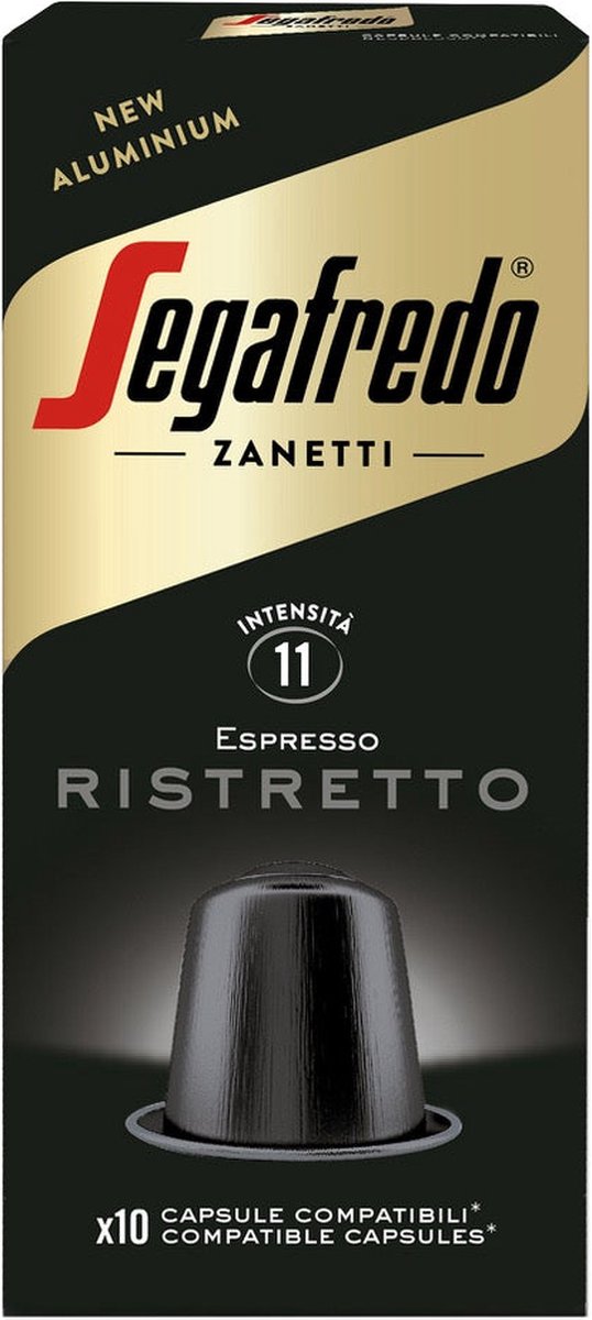 Segafredo - Ristretto - 10 Koffie Cups - Sterkte 7/10 - Nespresso cups - Medium gebrand - Arabica en Robusta cups Segafredo - Ristretto - 10 Koffie Cups - Sterkte 7/10 - Nespresso cups - Medium gebrand - Arabica en Robusta cups