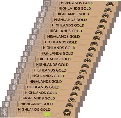 Highlands Gold - Espresso Strong - Koffiecups - Nespresso Compatibel Capsules - Biologisch Afbreekbaar - 20 x 10 cups