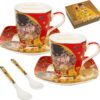 Queen Isabell - ESPRESSO PORSELEIN KOP MET SCHOTELSET - -Kopjes 80ml (2 stuks) - Schoteltjes (2 st.) -Lepels (2 st.)