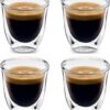 Set Van 4 Handgeblazen Espressoglazen - Premium Dubbelwandige Espresso Glaasjes - 70 ML - Espresso kopjes