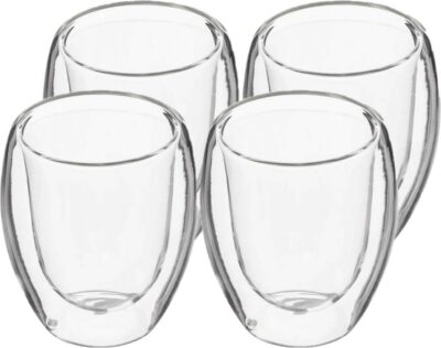 Set van 8x espressokopjes dubbelwandig glas - 70 ml - Espresso en ristretto kopjes