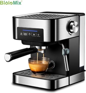 Biolomix 20 bar-Espressomachine-Koffiemachine-Zilver/Zwart