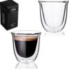Dubbelwandige ESPRESSO glazen van borosilicaat - Warme en koude dranken kopjes - 70 ML - Set van 2