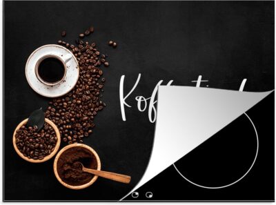 Inductie beschermer - Inductie Mat - Kookplaat beschermer - Inductie fornuis - Inductie beschermer - Koffietijd - Koffie - Espresso kopjes - Koffie lover - 77x59 cm - Afdekplaat inductie - Inductiebeschermer