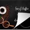 Inductie beschermer - Inductie Mat - Kookplaat beschermer - Quotes - Eerst koffie daarna dingen doen - Koffie - Inductie beschermer - Espresso kopjes - Keuken - 70x52 cm - Afdekplaat inductie - Inductiebeschermer