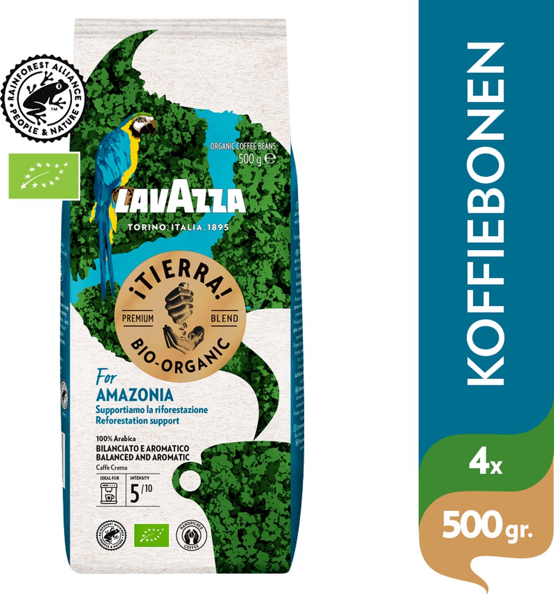 Lavazza Tierra for Amazonia biologische koffiebonen - 4 x 500 gram - NL-BIO-01 Lavazza Tierra for Amazonia biologische koffiebonen - 4 x 500 gram - NL-BIO-01