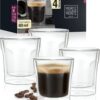 Moritz & Moritz Kelk glas 4 x 80 ml espresso glazen dubbelwandig - espresso kopjes van glas voor warme en koude dranken - vaatwasmachinebestendig