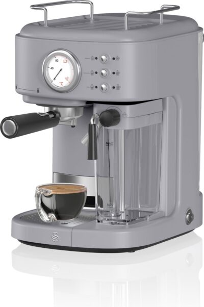 Swan One Touch Espressomachine - Gemalen Koffie & Koffiepads - Grijs