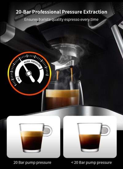 Espressomachine - Koffiezetapparaat - Zuigermachine - Melkopschuimer - Koffiezetapparaat - Zilver
